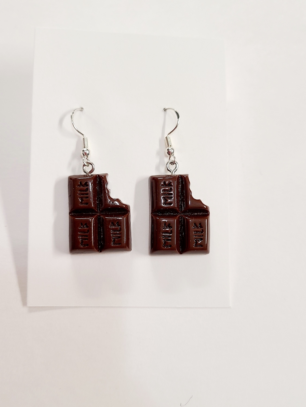 Chocolate Bar Dangle Earrings - Dark Brown